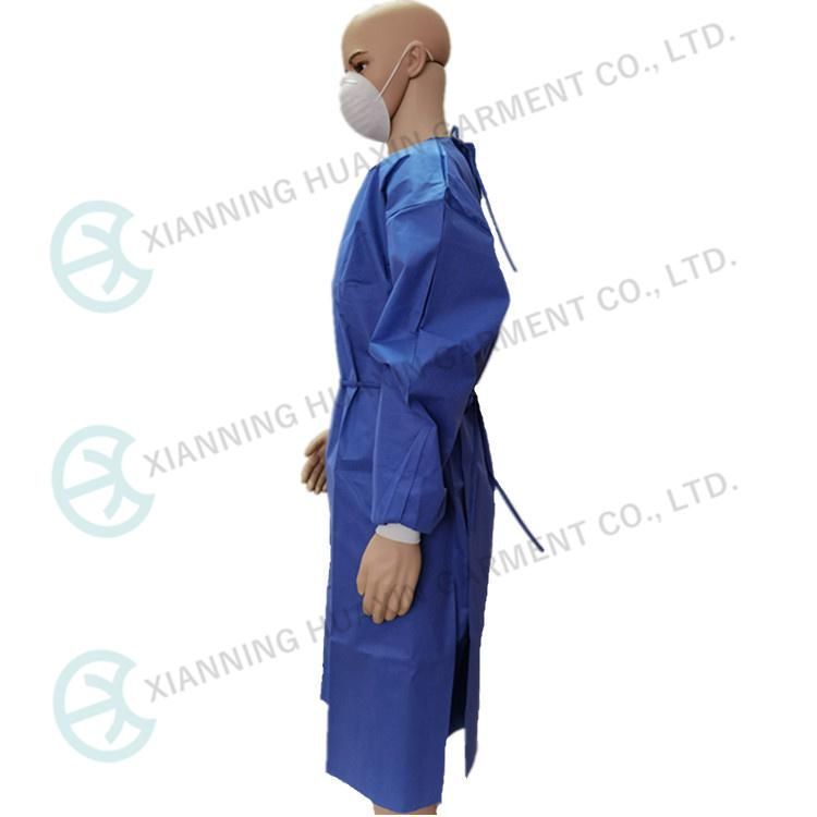 03G Blue SMS Doctors Dress Disposable Medical Isolation Gown Surgical Gown with Knit Cuff for Hospital Operating Theater