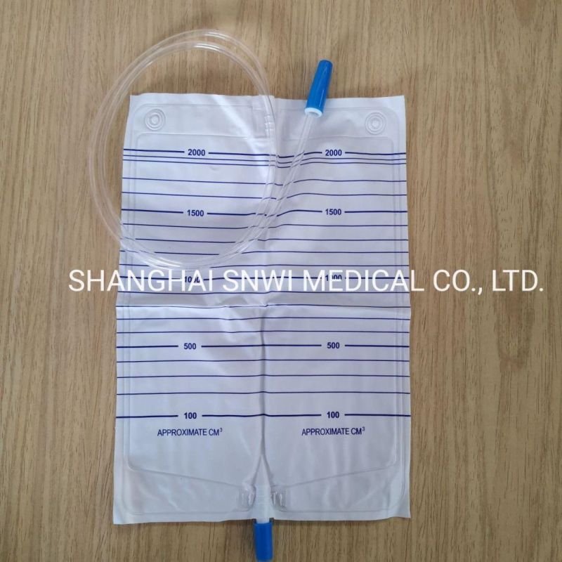 Medical Disposable Sterile 2000ml Urine Bag Urine Collection Drainage Bag with T-Valve