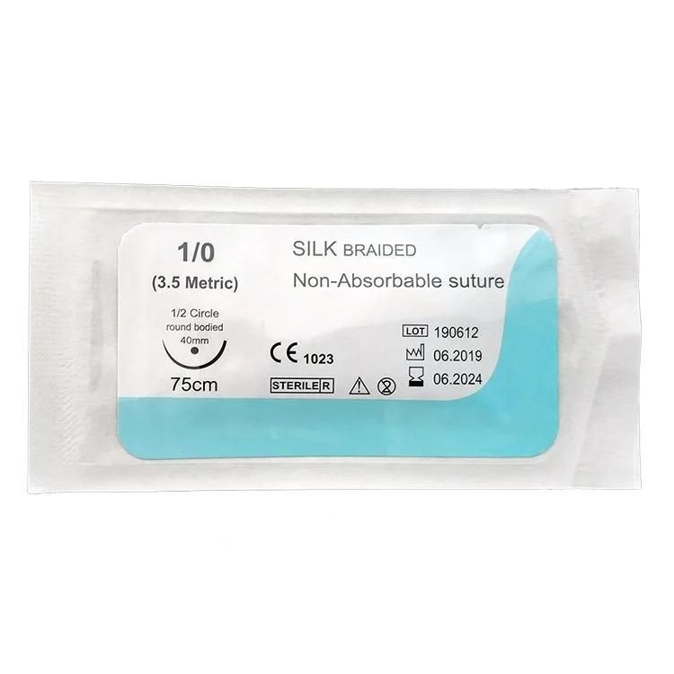 Disposable Absorbable Surgical Suture with Needle Plain Chromic Catgut PGA Pdo Silk Nylon Suture