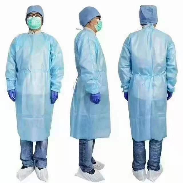 Disposable Clothing, blue PP+PE Medical Isolation Gowns