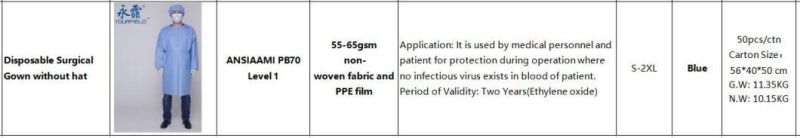 Factory Ultrasonic Sewing SMS Disposable Surgical Gown