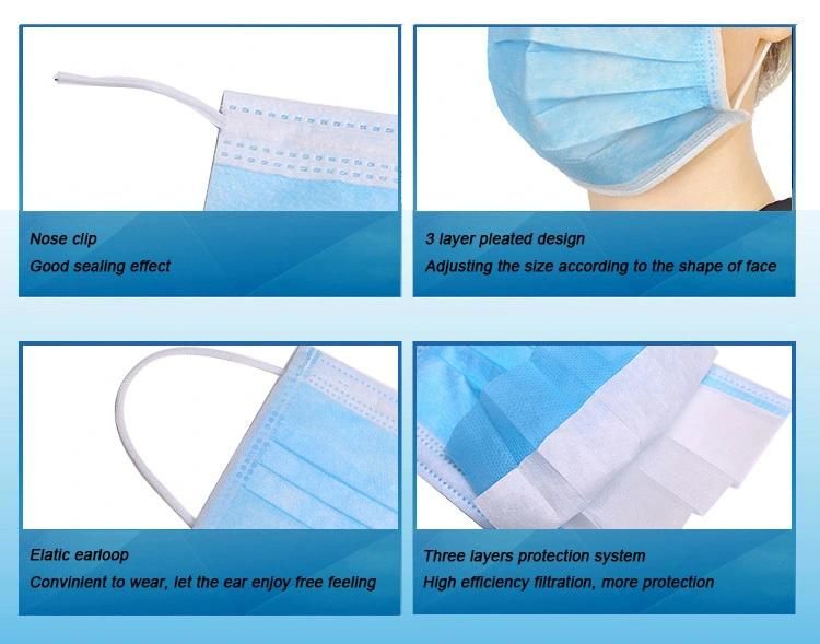 3 Ply Medical Disposable Nonwoven PP Face Mask