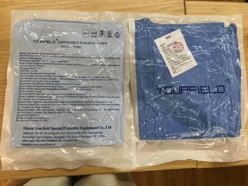 Yourfield Surgical Gown SMS 45g AAMI Level 3 Sterile for Hospital Use