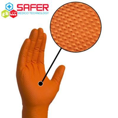 Industrial Disposable Nitrile Glove Orange Color