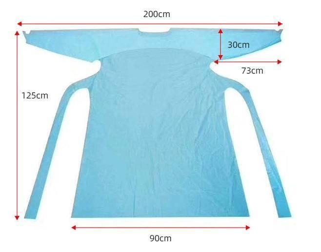 Disposable CPE Apron CPE Isolation Gown with Thumb Loop