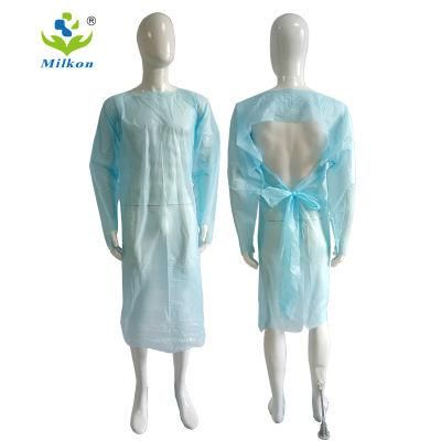 50GSM OEM CPE Medical Disposable Medical Apron with Thumb Loop