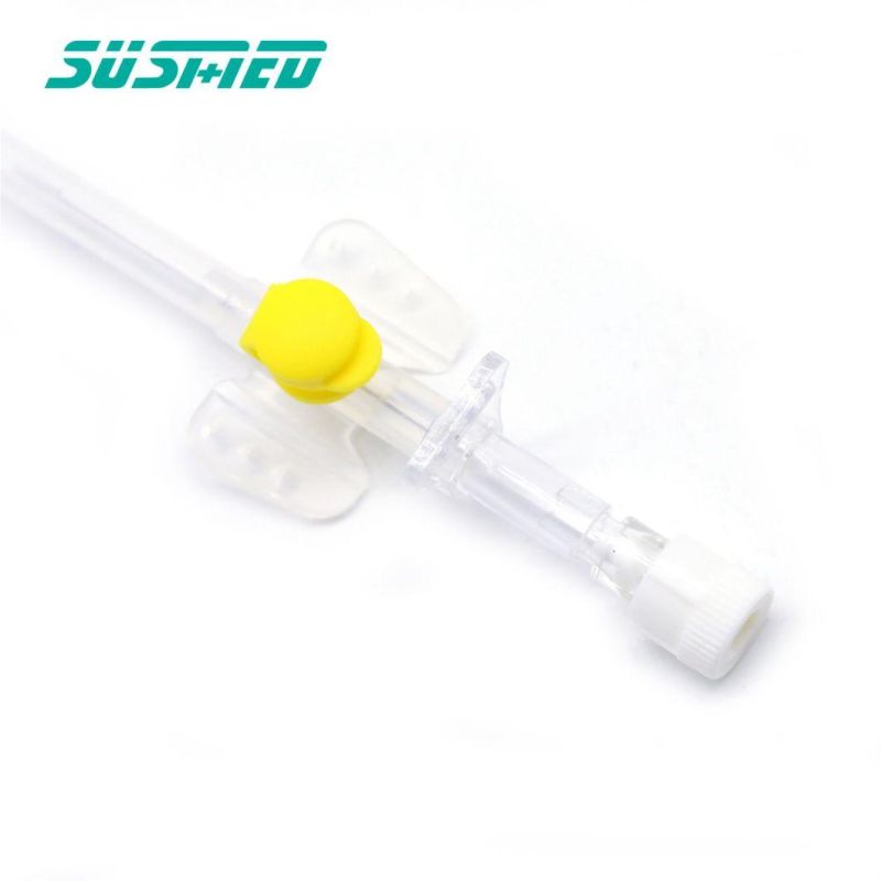 3 Port Dosing Butterfly Type Injection Port IV Cannula Safety Catheter