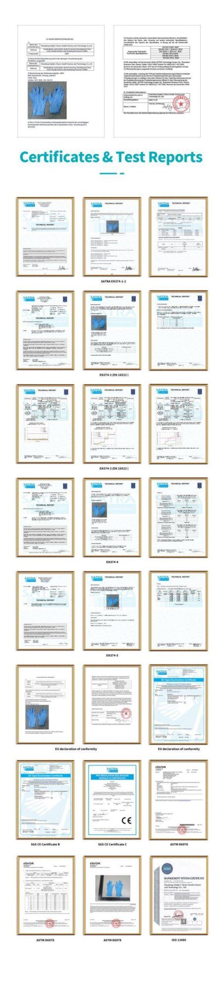 Powder Free, Protein Free, Non Latex Ntrile Examination Gloves 240mm Length