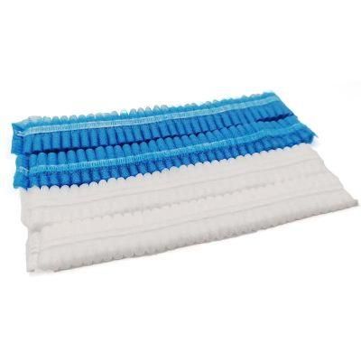 Disposable Blue/White PP Nonwoven Clip Cap