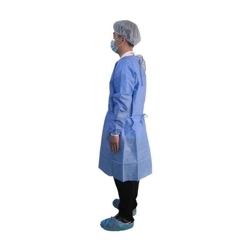 OEM En14126 FDA CE Certified Hospital Medical Surgical Gown SMS Sterile Disposable Isolation Gown with Knitted Cuffs