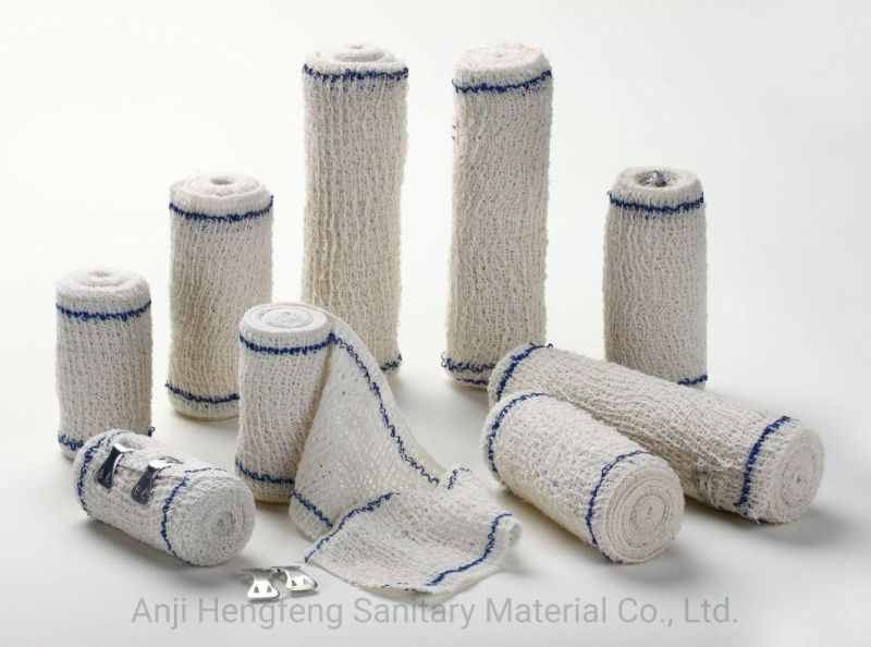 High Quality Red (blue) Thread Elastic Crepe Bandage with CE &ISO