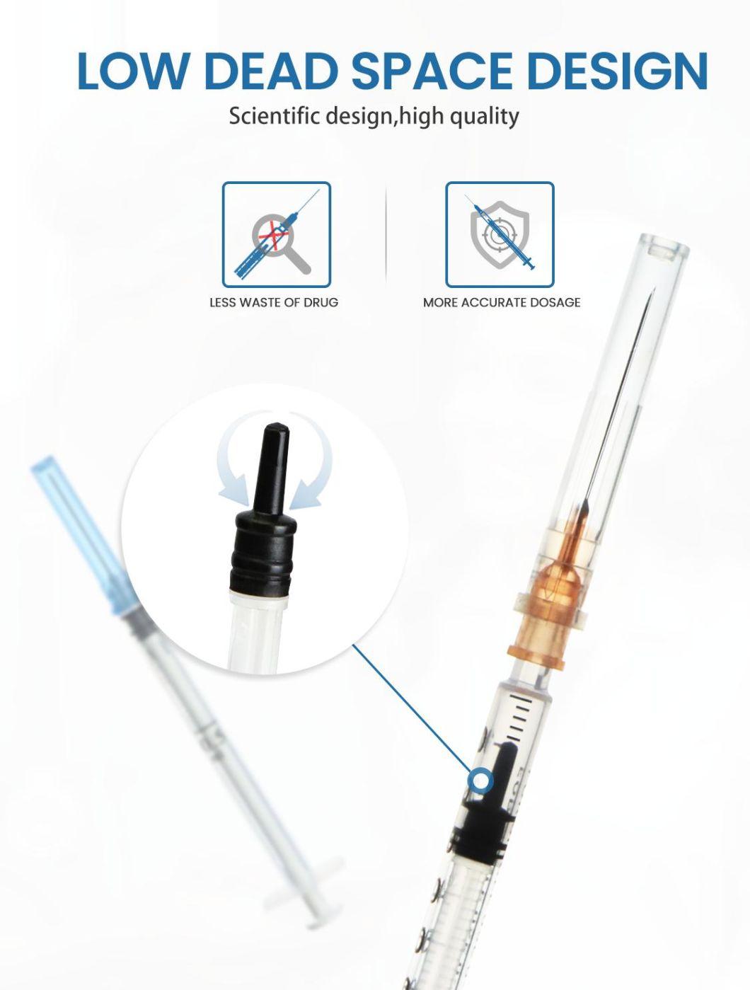 Wego Brand Medical Sterile Disposable Syringe 1ml Vaccine Syringe Luer Slip/Luer Lock with Needle