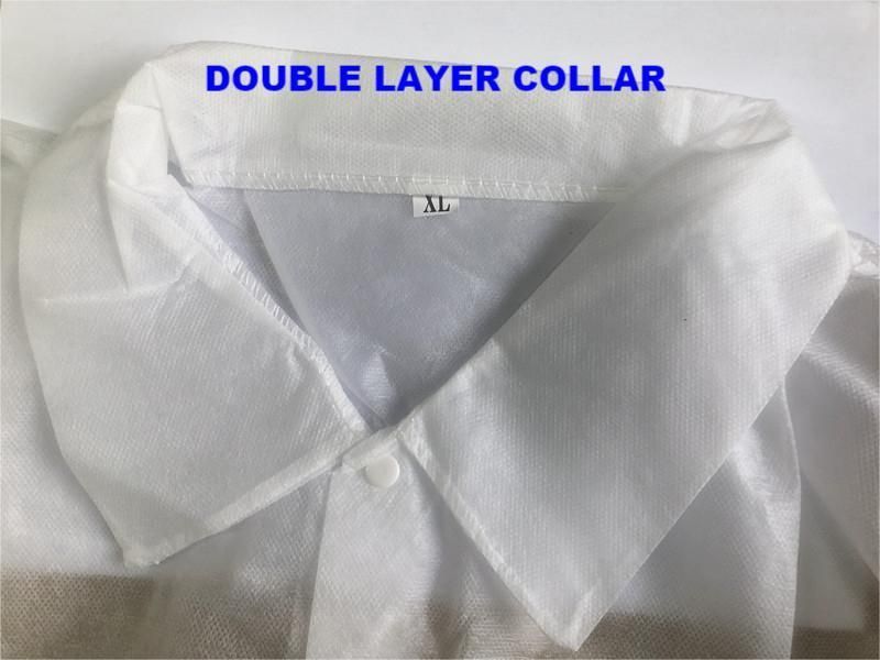 Single-Use Robe White Disposable Lab Coat with Snaps in Bulk