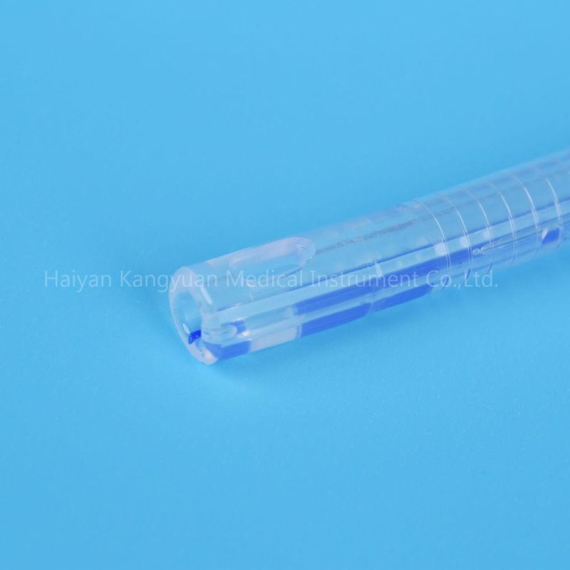 2 Way Blue or Transparent Silicone Foley Catheter with Unibal Integral Balloon Technology Integrated Flat Balloon Central Open Tipped Suprapubic Use