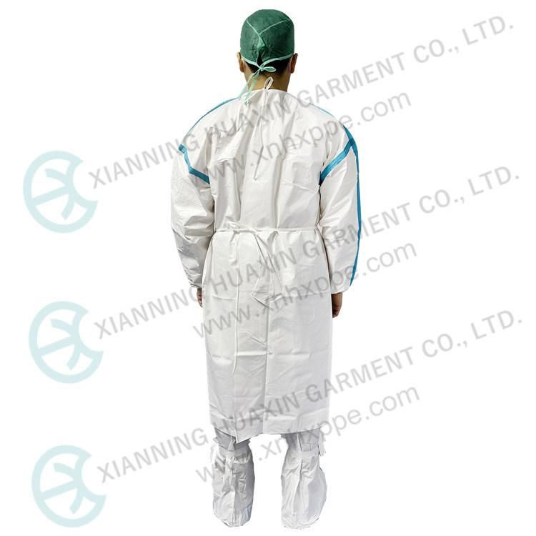 Tg Type Pb4b AAMI Level 3 Taped Seam White Microporous Disposable Protective Apron Surgical Gown Waterproof Medical Use Isolation Gown