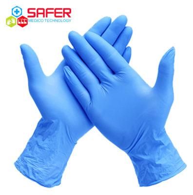 Disposable 9 Inch Food Saferty Nitrile Glove Powder Fee with Box