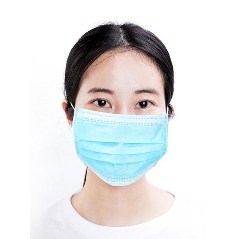 Disposable Medical Mask Earloop Blue Waterproof Face Mask 17.5cm X 9.5cm Golden Supplier