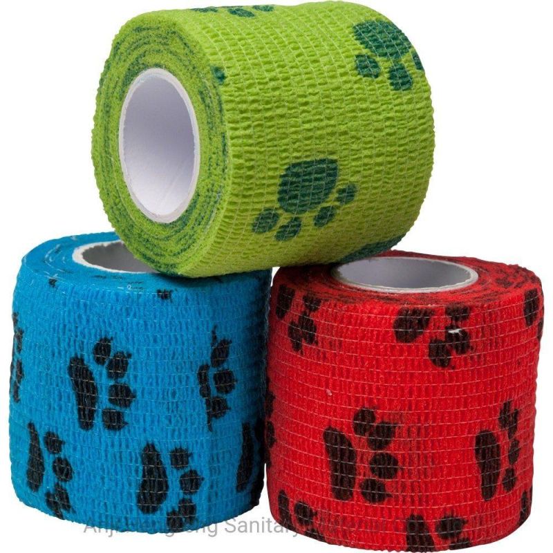 Chinese Supplier Hot Sale 95%Nonwoven and 5% Spandex Elastic Cohesive Wound Care Bandage for Pets