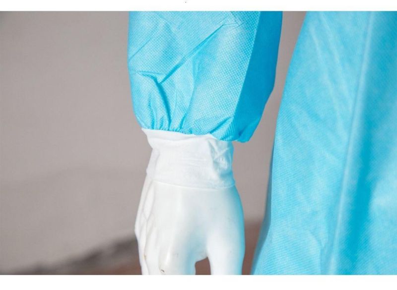 High Quality Non Sterile Disposable Medical Coverall Isolation Gown with Knit Cuff