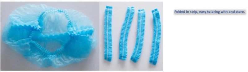 Disposable Detectable PP Nonwoven Mob Cap Clip Cap with Metal Strip for Electronic Industrial Use