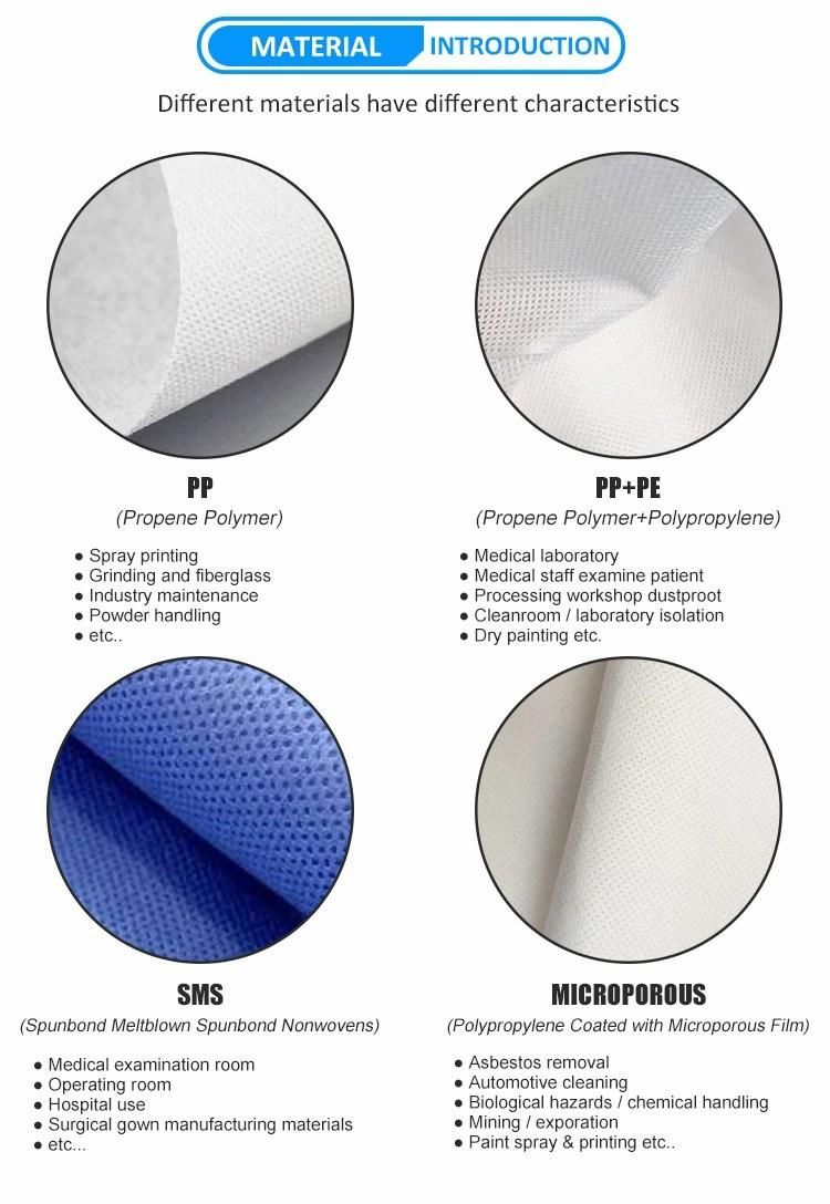 Non-Woven Fabric Surgical Gown CE Type 5/6 Disposable Coverall with High Quality