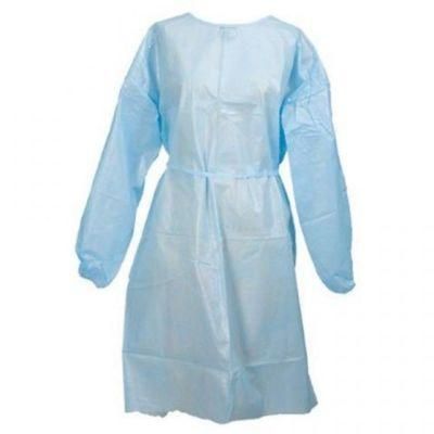 Blue Disposable Nonwoven Isolation Gowns for Surgical with Knit Cuff