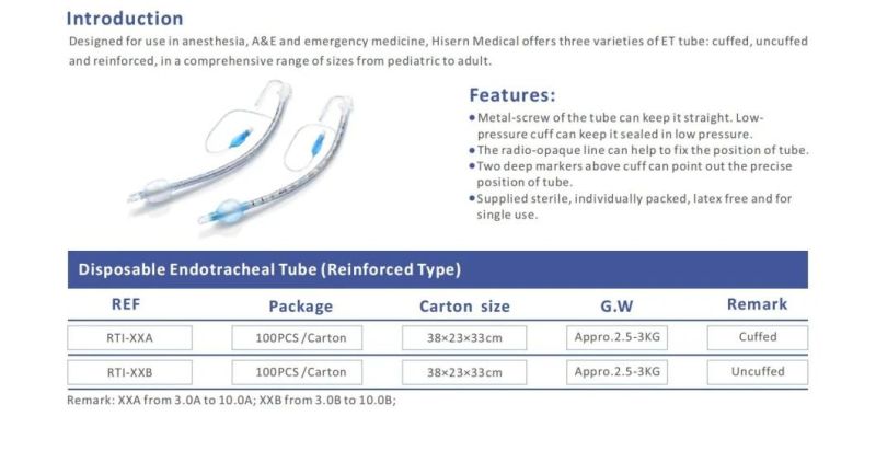 Hisern Rti-Xxb Disposable Endotracheal Tube (Reinforced Type)