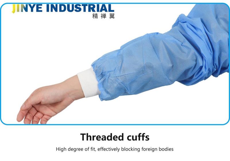 FDA Disposable High Quality PP Non-Woven Knitted Cuff Steile/Non-Sterile Surgical Gown