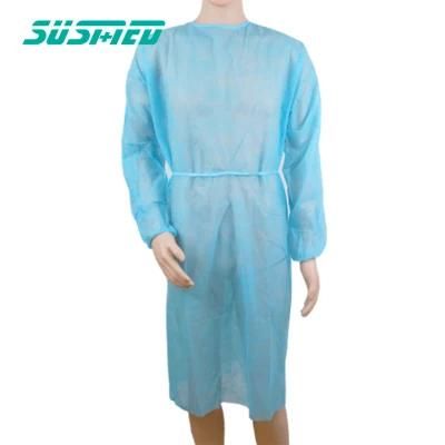 Antimicrobial PP PE SMS Coated Non Woven Disposable Medical Isolation Gown