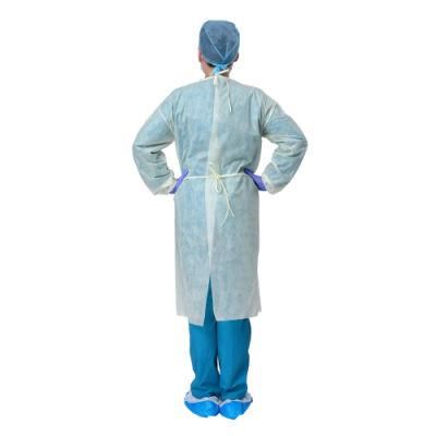 Wholesale Different Size Isolation Gown Non-Woven Blue PP with Knit Cuff Disposable Isolation Gown