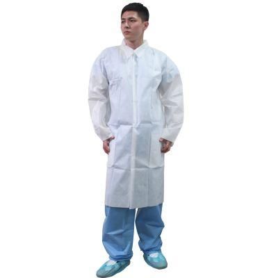 Disposable PP Lab Coat Doctor Gown with Button or Magic Tape