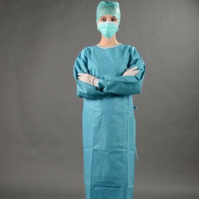 Non-Woven Green Disposable Sterile SMS/SMMS/Smmms Reinforced Surgical Gown