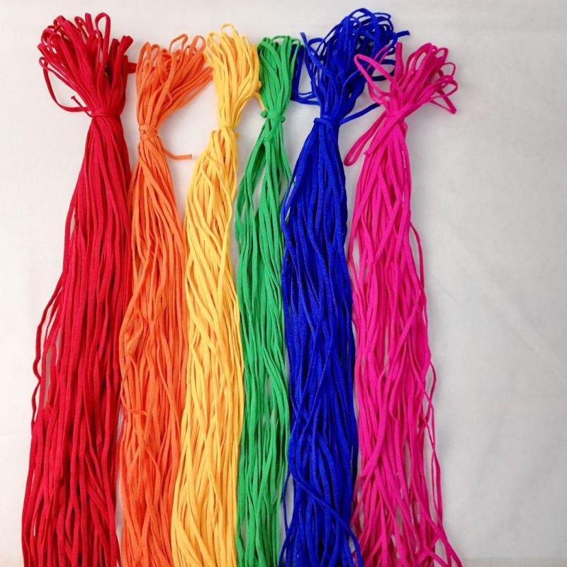 Soft Round and Flat Nonwoven Fabric Earloop Colorful Elastic Nylon Polyester Earloop for Mask