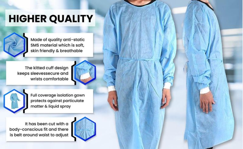 AAMI Level 2 Disposable Medical Isolation Gown for Hospital Use