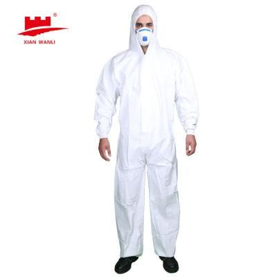 Safety Protective Clothing PPE Isolation Disposable Lightweight Coverall Suit with Long Front Zipper Elastic Cuffs