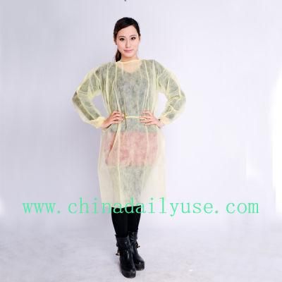 Disposable PP Non Woven Yellow Isolation Gown for Medical Use