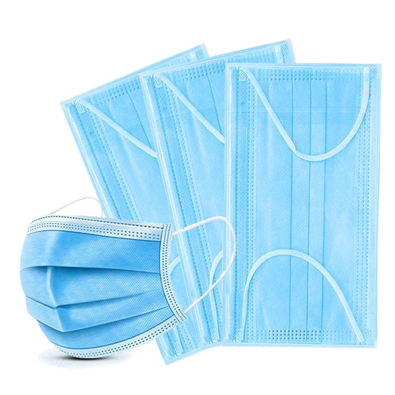 Nonwoven 3 Ply 50PCS/Box Earloop Disposable Face Mask Customized The Packing Box Bags