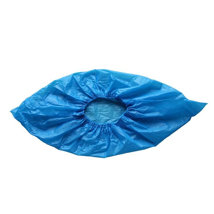 Disposable Foot Cover Ce Approved Safety Antiskid Antistatic Safe Portable Medical Blue PE Disposable Non Woven Protective Shoes for Hospital Clean Dust Foot