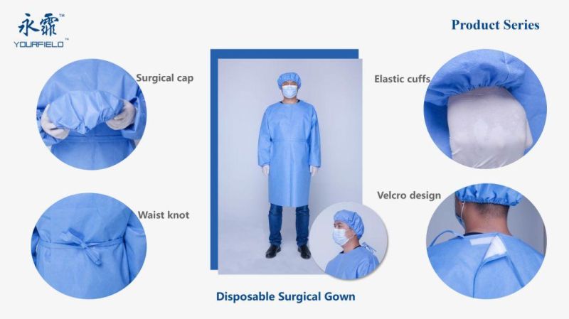 Factory Medical Consumable SMS Standard Disposable Non-Sterile Isolation Gown