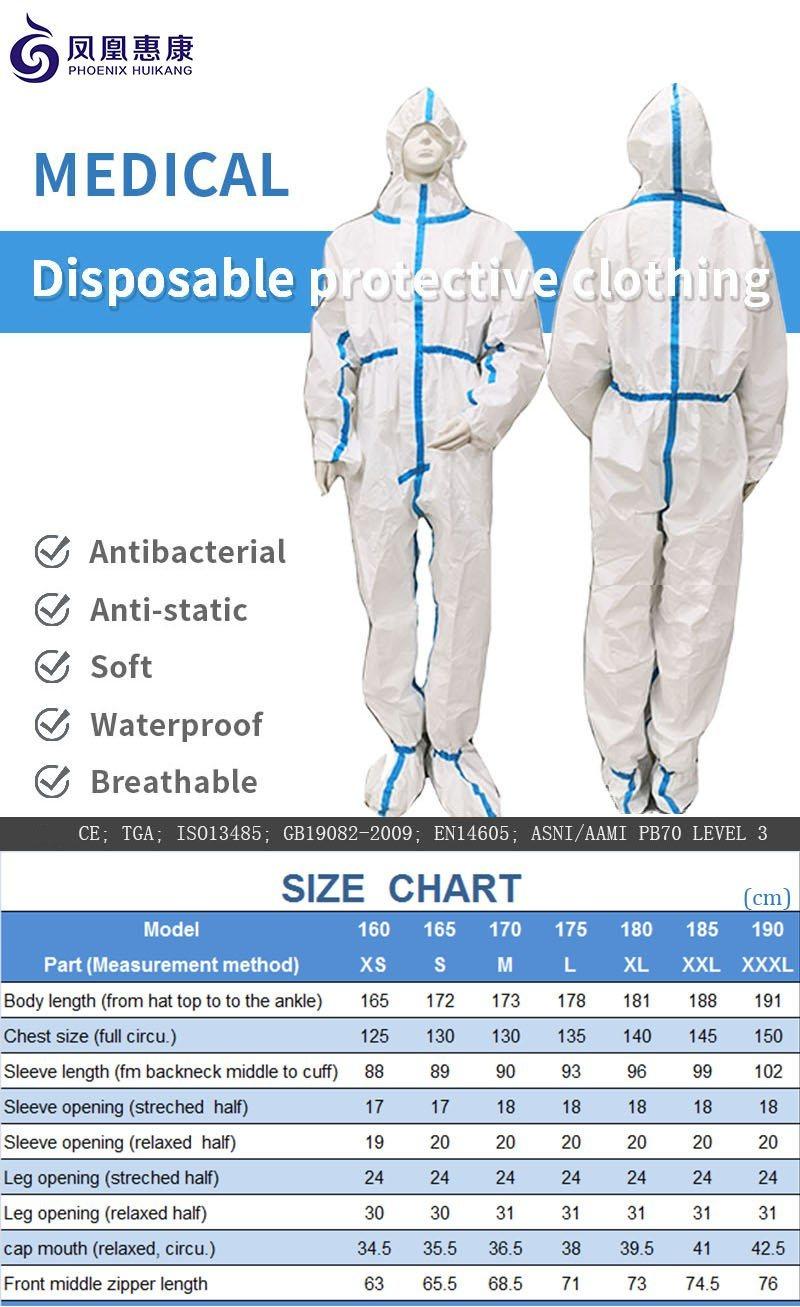 SGS En14126 Hospital Medical Protective Isolation Coverall by China Factory