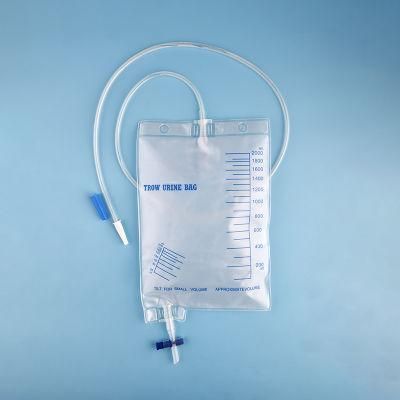 Medical Disposable Drainage Urine Bag 2000ml T-Tap Non-Return Valve Frosted Tube