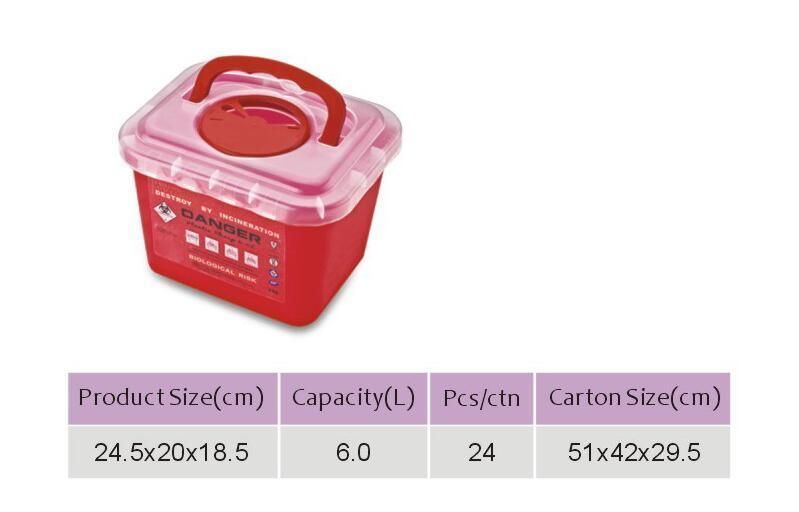 Medical 6L Disposal Sharp Containers Plastic Needles Box