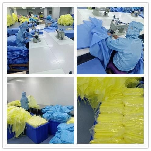 Mdr CE Certificated Disposable Use Yellow Medical Isolation Gown Hospital Use Non-Woven Protective Long Gown