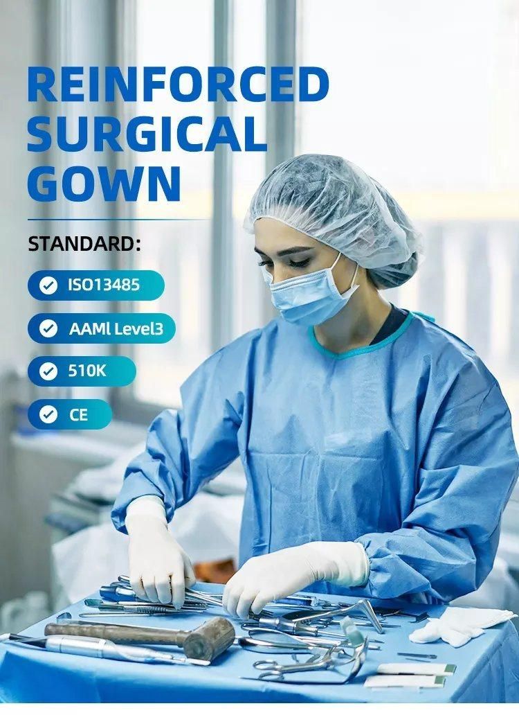 Spunlace Gown China PPE Isolation Disposable Sterile Reinforced Surgical Gowns