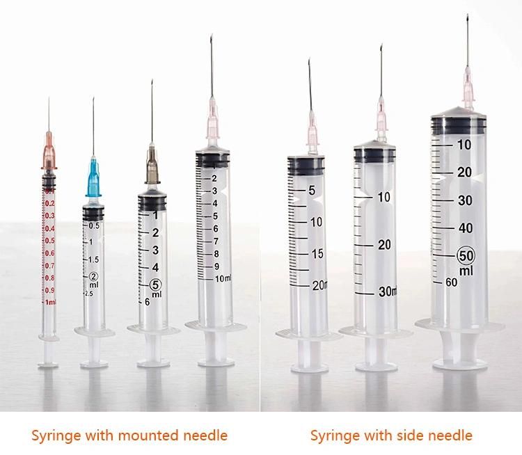 Disposable Sterile Medical Plastic Injection Syringe with Luer Lock / Luer Slip Tip with Needle or Without Needle for Single Use All Sizes