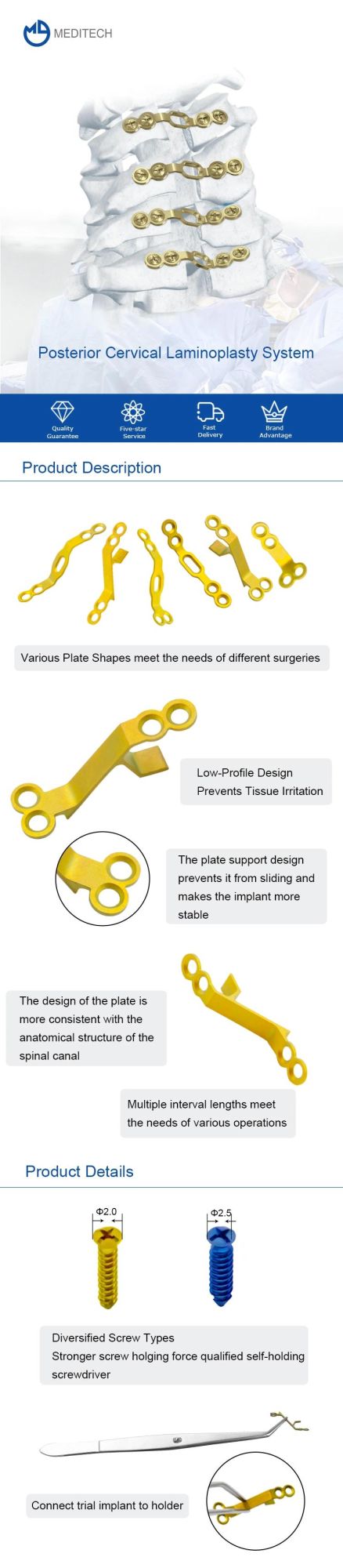 Orthopedic Implants Medical Products Spine Implants Cervical Laminar Plate