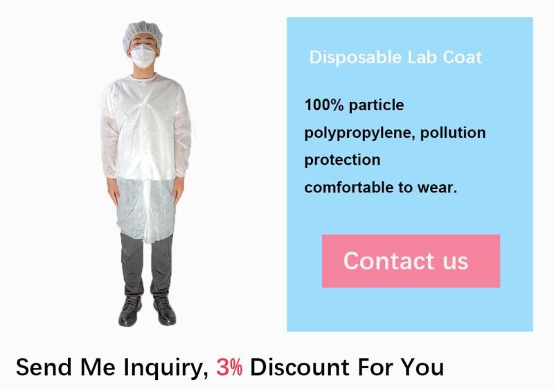 Disposable Cleanroom Nonwoven Fabric PP 20GSM Lab Coat White