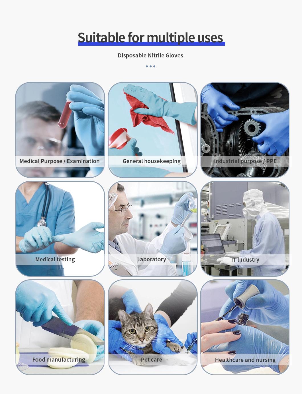 Free Sample Blue Purple Powder Free Disposable Nitrile Gloves