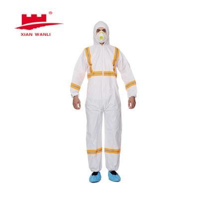 White Workwear Microporous Type 5/6 Ooverall with Reflective Tape