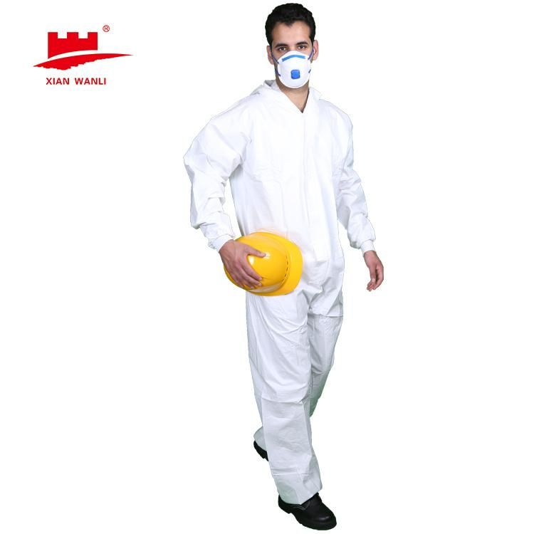 Sterile Anti Skid Safety Dust Proof Hooded Protective Disposable Isolation Coverall Hazmat Suit Clothing for Hospital Use